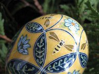 Bees Love Flowers Ukrainian Easter Egg Pysanky By So Jeo : pysanky pysanka ukrainian easter egg batik art sojeo bees flowers yellow blue